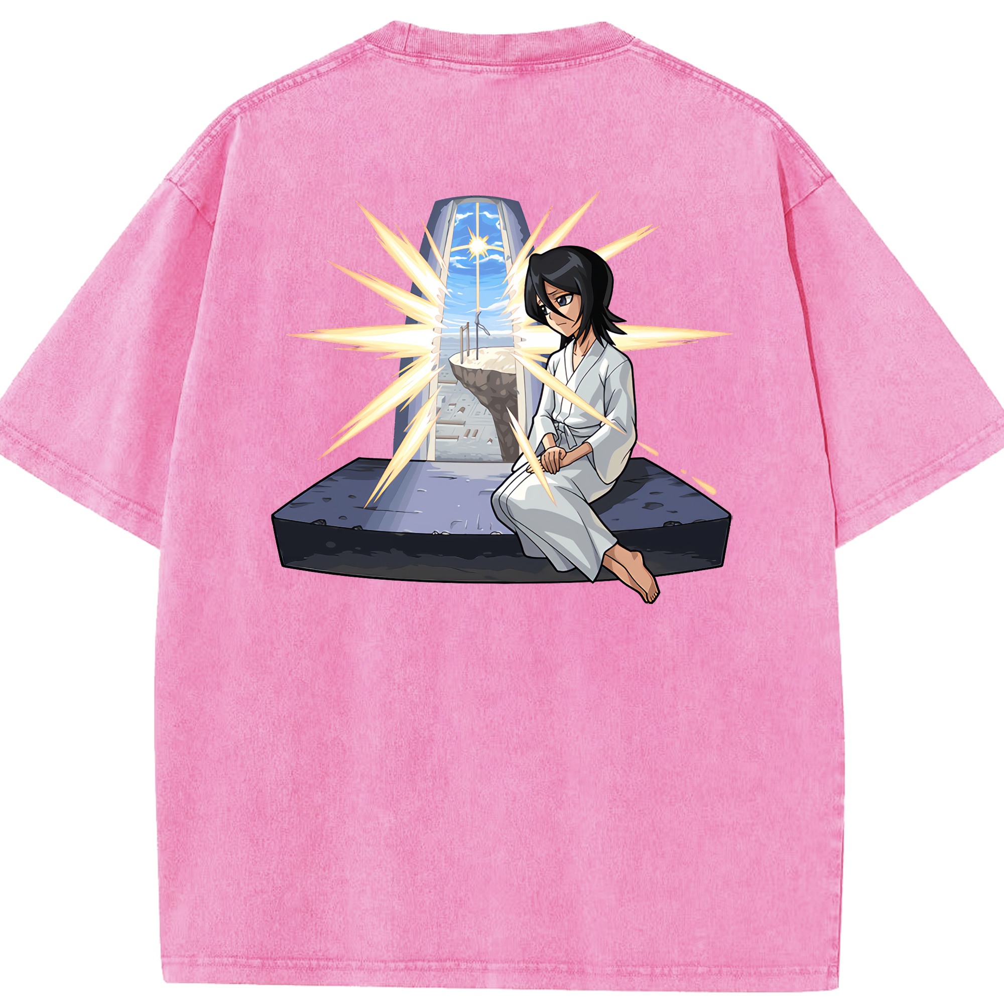 （画像用） ブリーチ 朽木ルキア BLEACH Kuchiki Rukia 綿100% ヴィンテージ風 半袖Tシャツ（背面プリント）